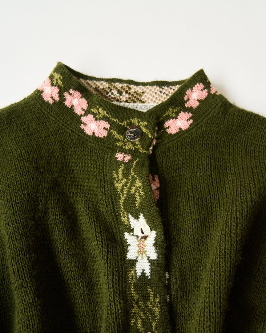 flower point knit cardigan - HEO tokyo vintage