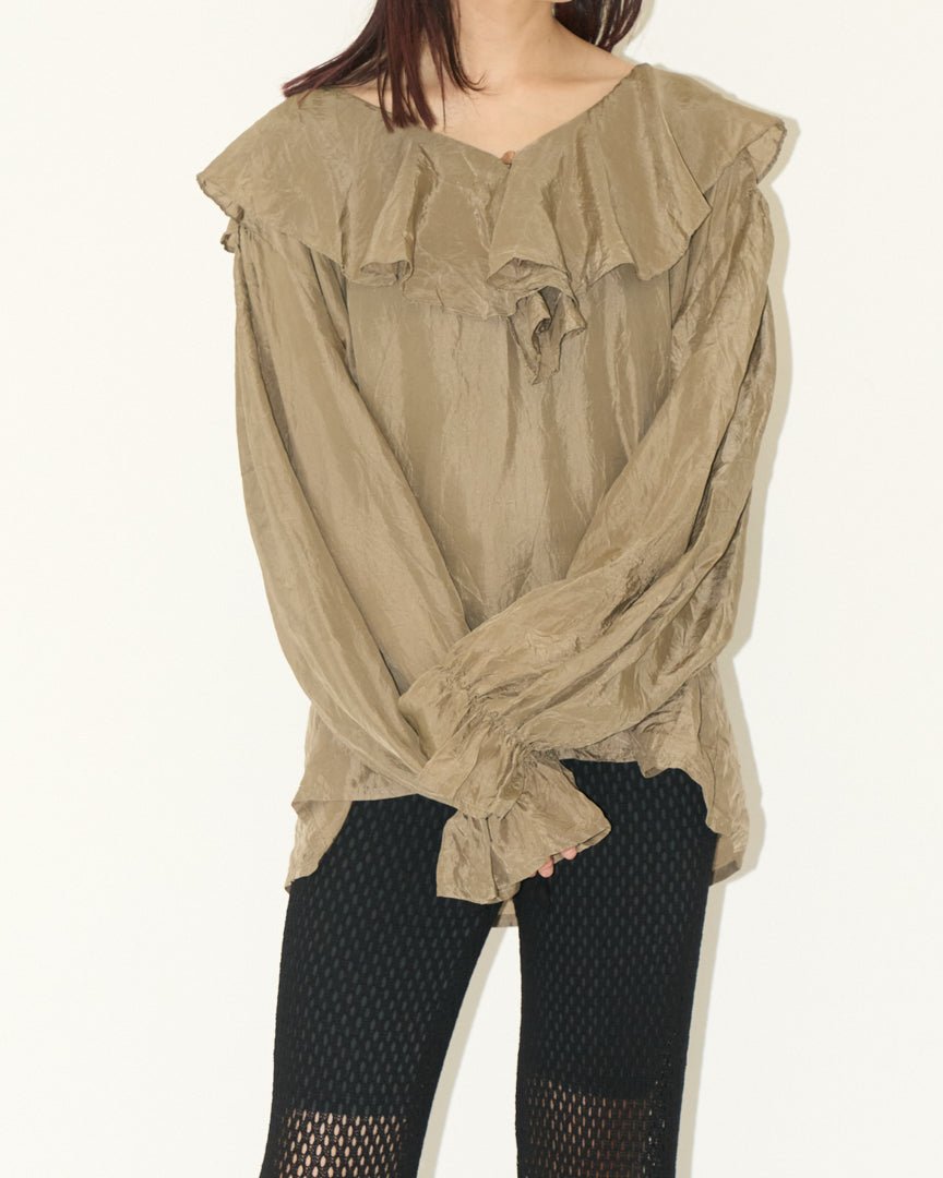 silk frill blouse - HEO tokyo vintage