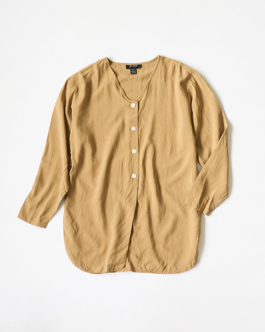 slit beige blouse - HEO tokyo vintage