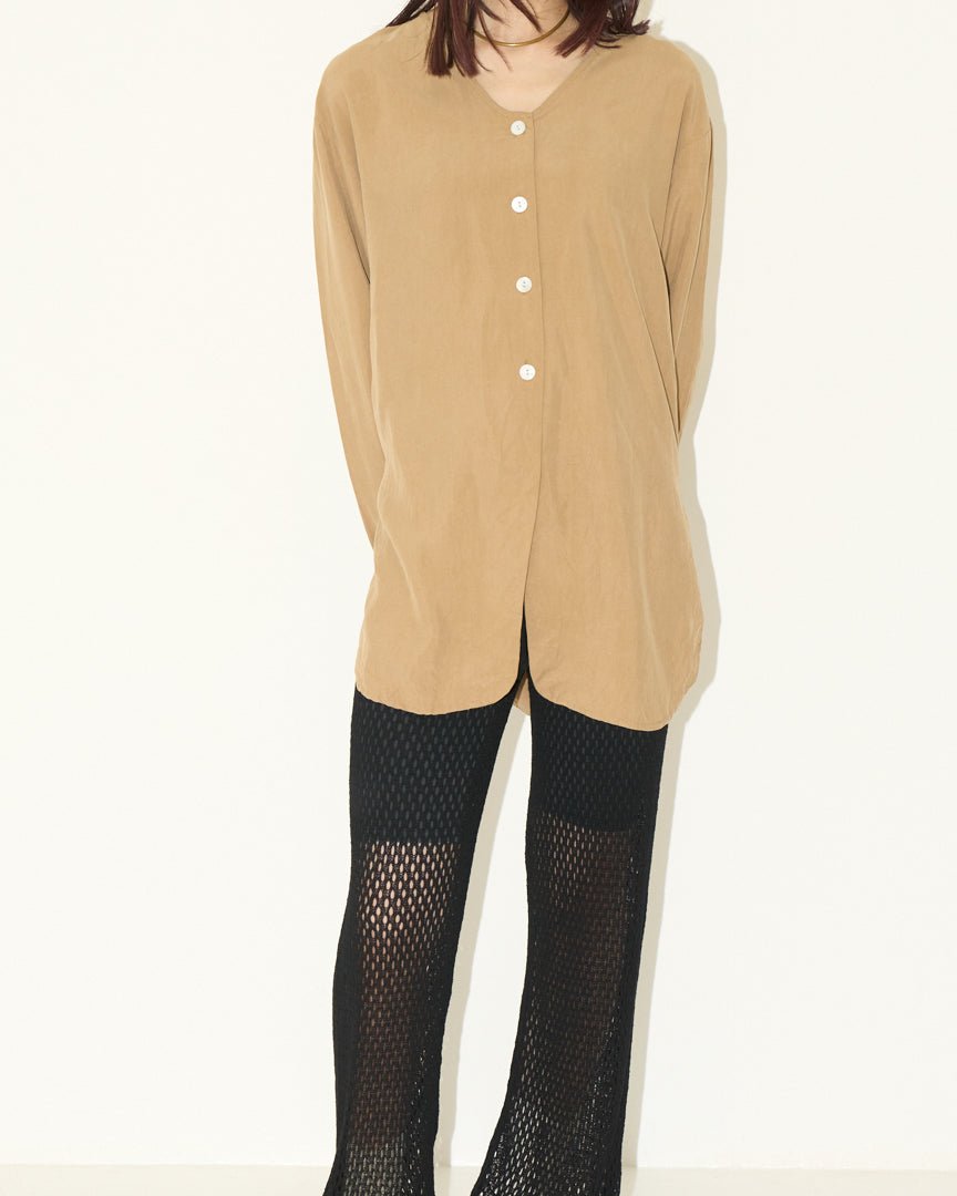 slit beige blouse - HEO tokyo vintage
