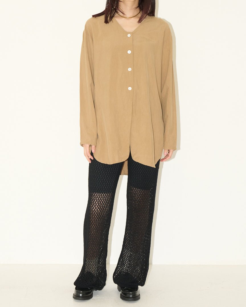 slit beige blouse - HEO tokyo vintage
