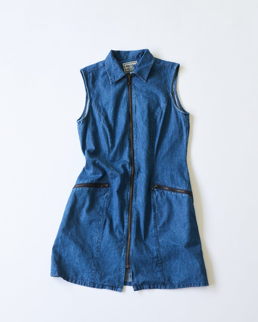 zip denim dress - HEO tokyo vintage