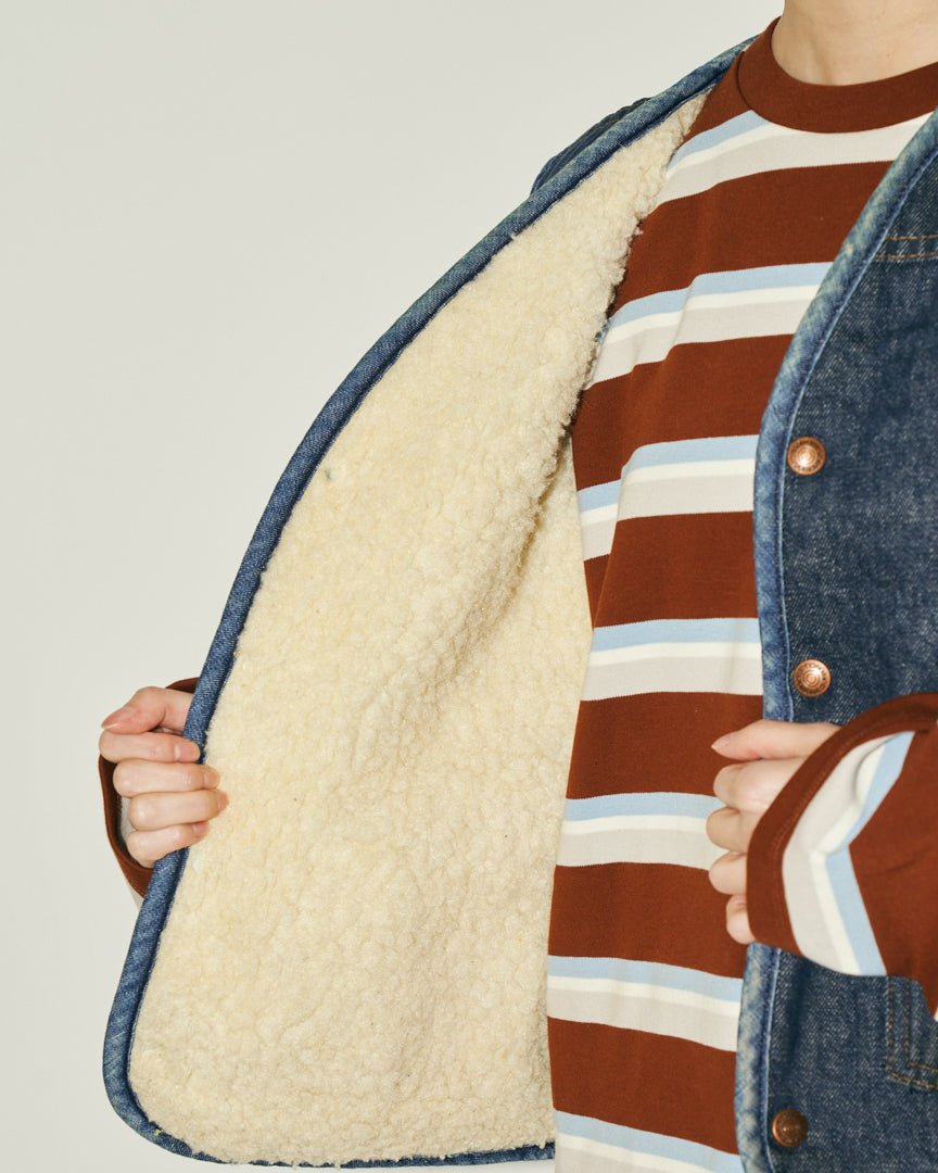 70's sears denim boa vest - HEO tokyo vintage