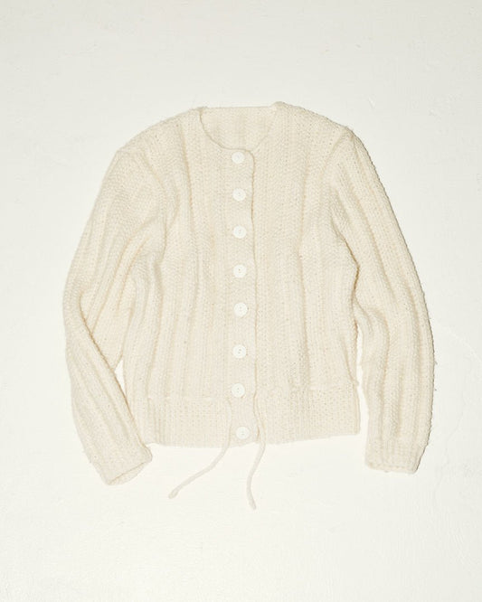 70's white botton knit - HEO tokyo vintage