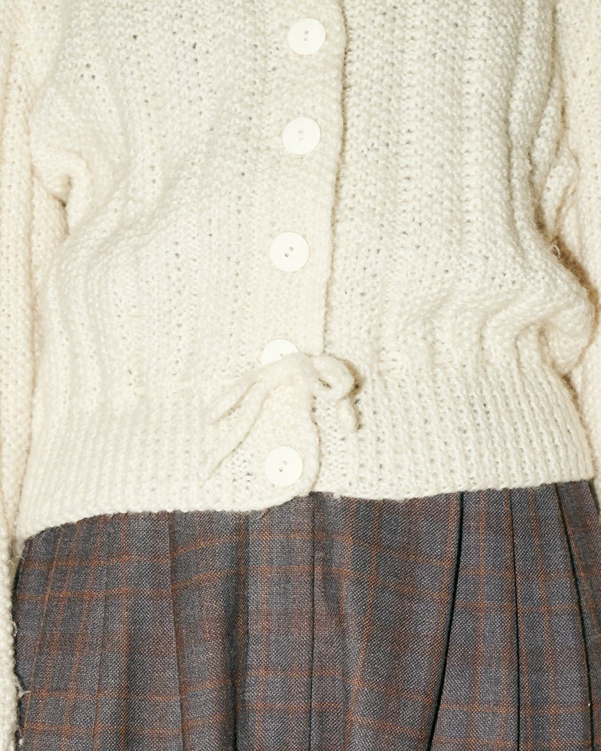 70's white botton knit - HEO tokyo vintage