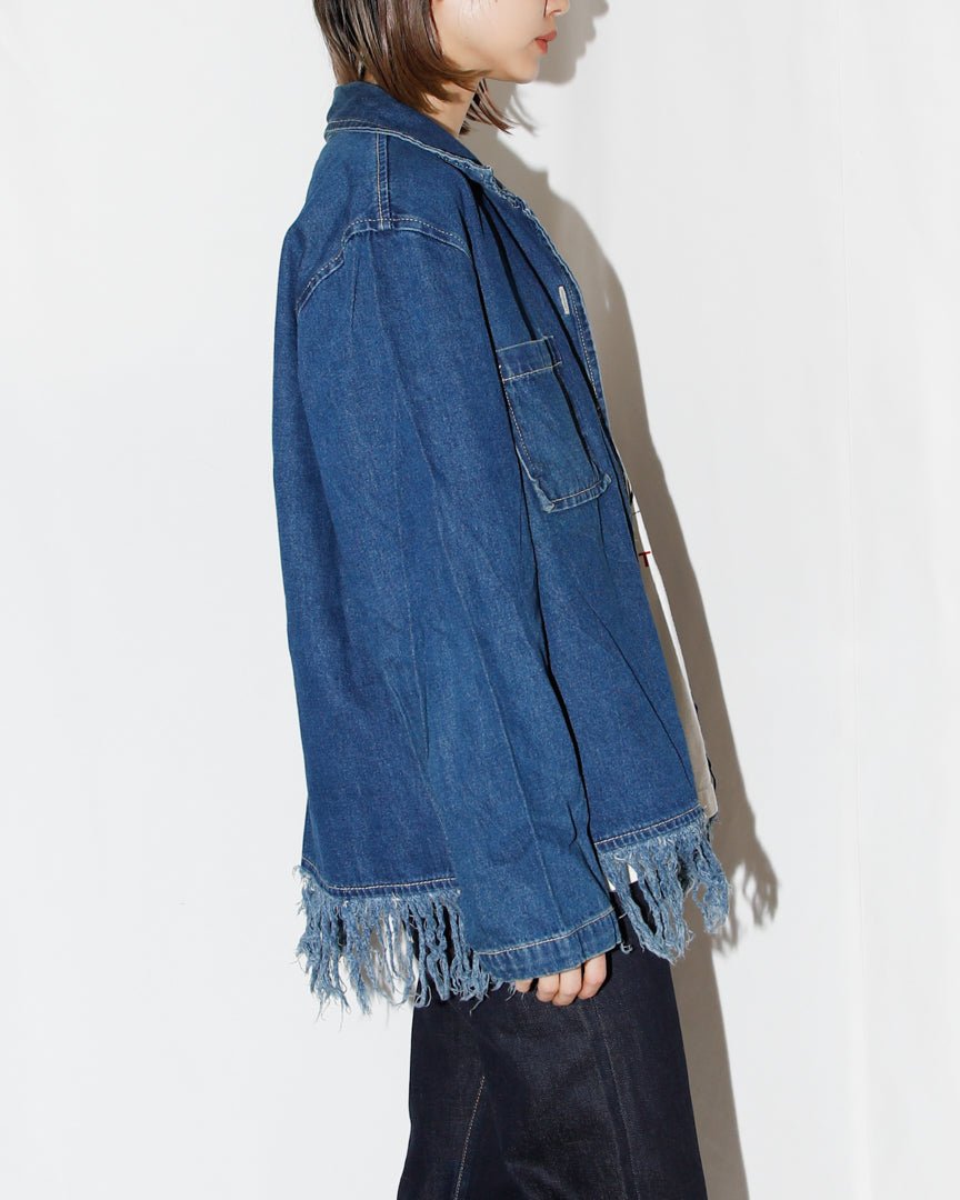 denim fringe jacket - HEO tokyo vintage