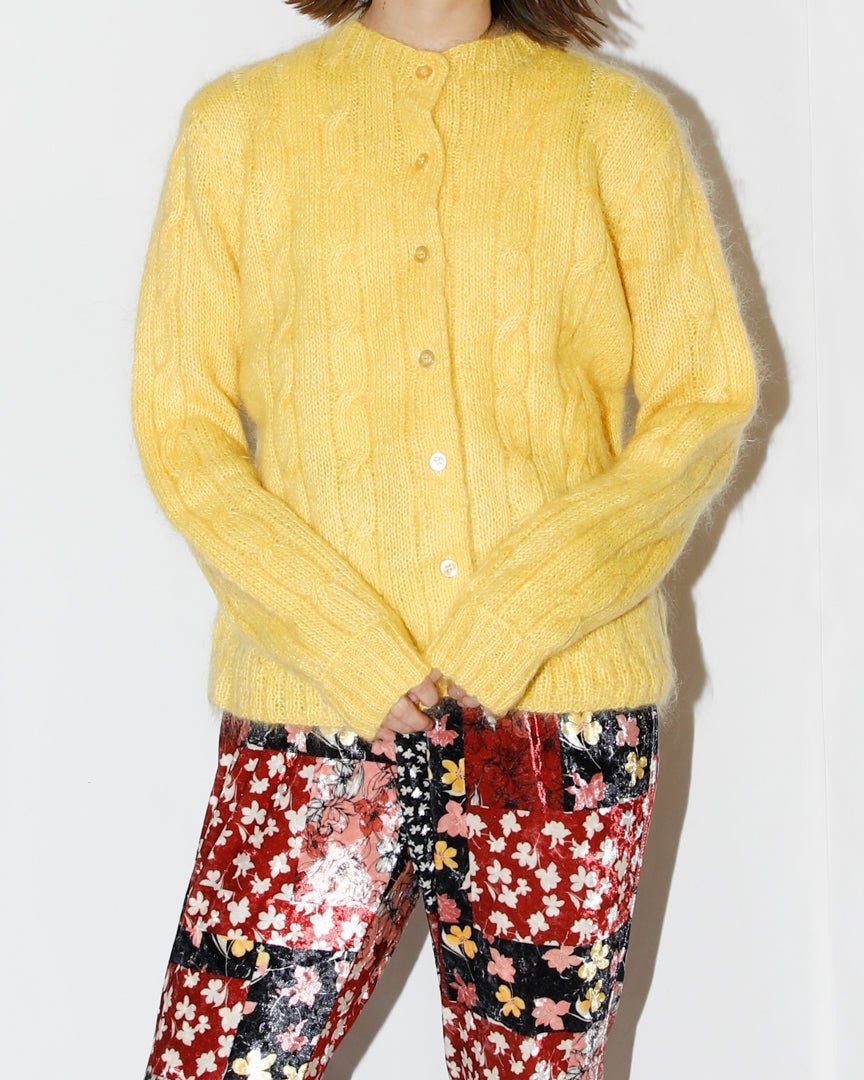 lemon yellow mahair cardigan - HEO tokyo vintage