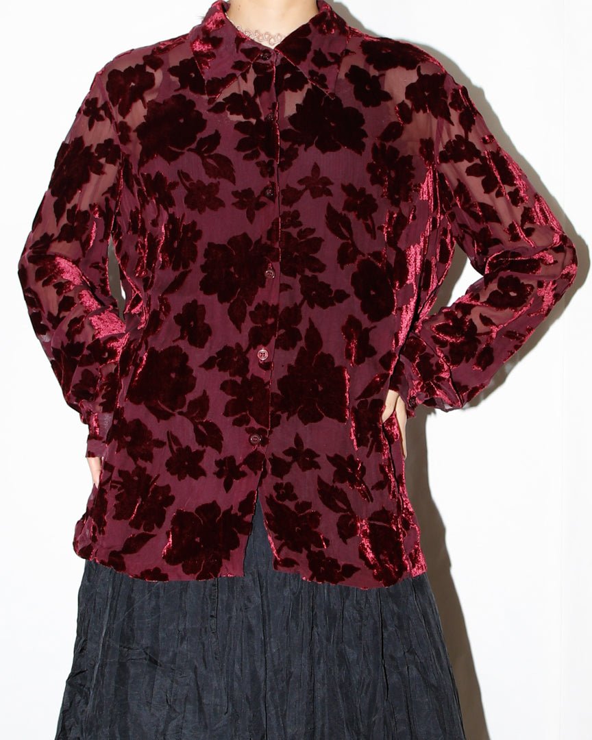 velour silk blouse - HEO tokyo vintage