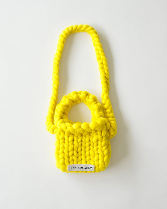 Yellow Colossal Knit Crossbody Bag - HEO