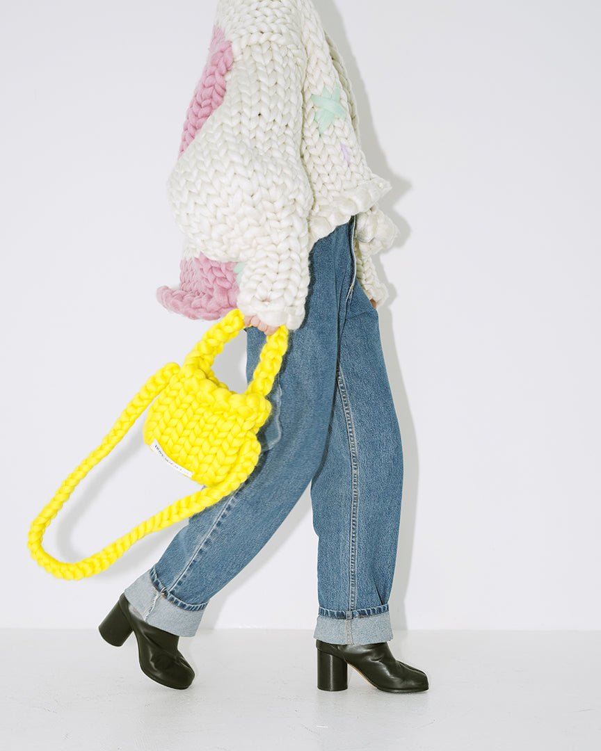 Yellow Colossal Knit Crossbody Bag - HEO